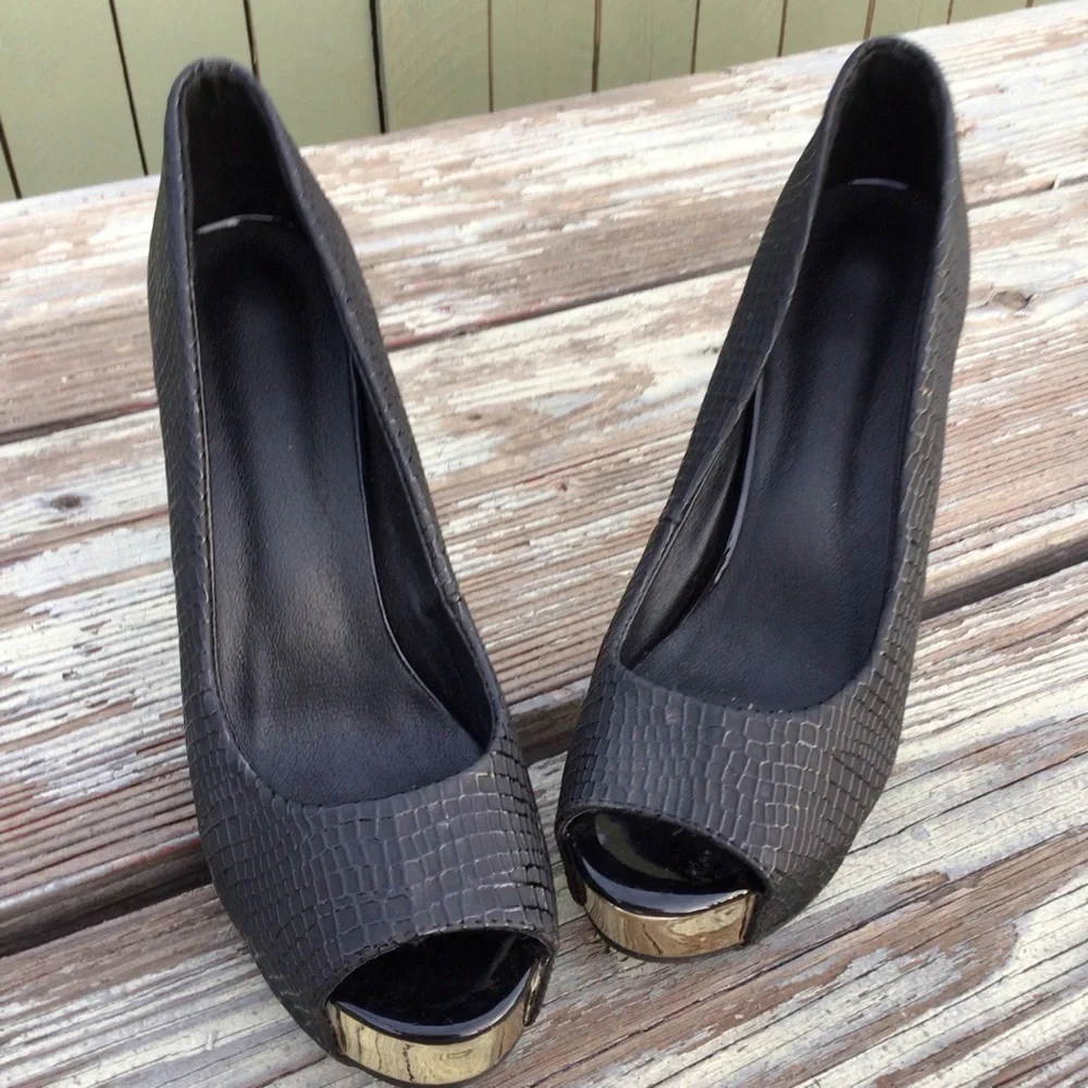 Sexy BlackPeep Toe Women Water Proof Platform Pump size 44